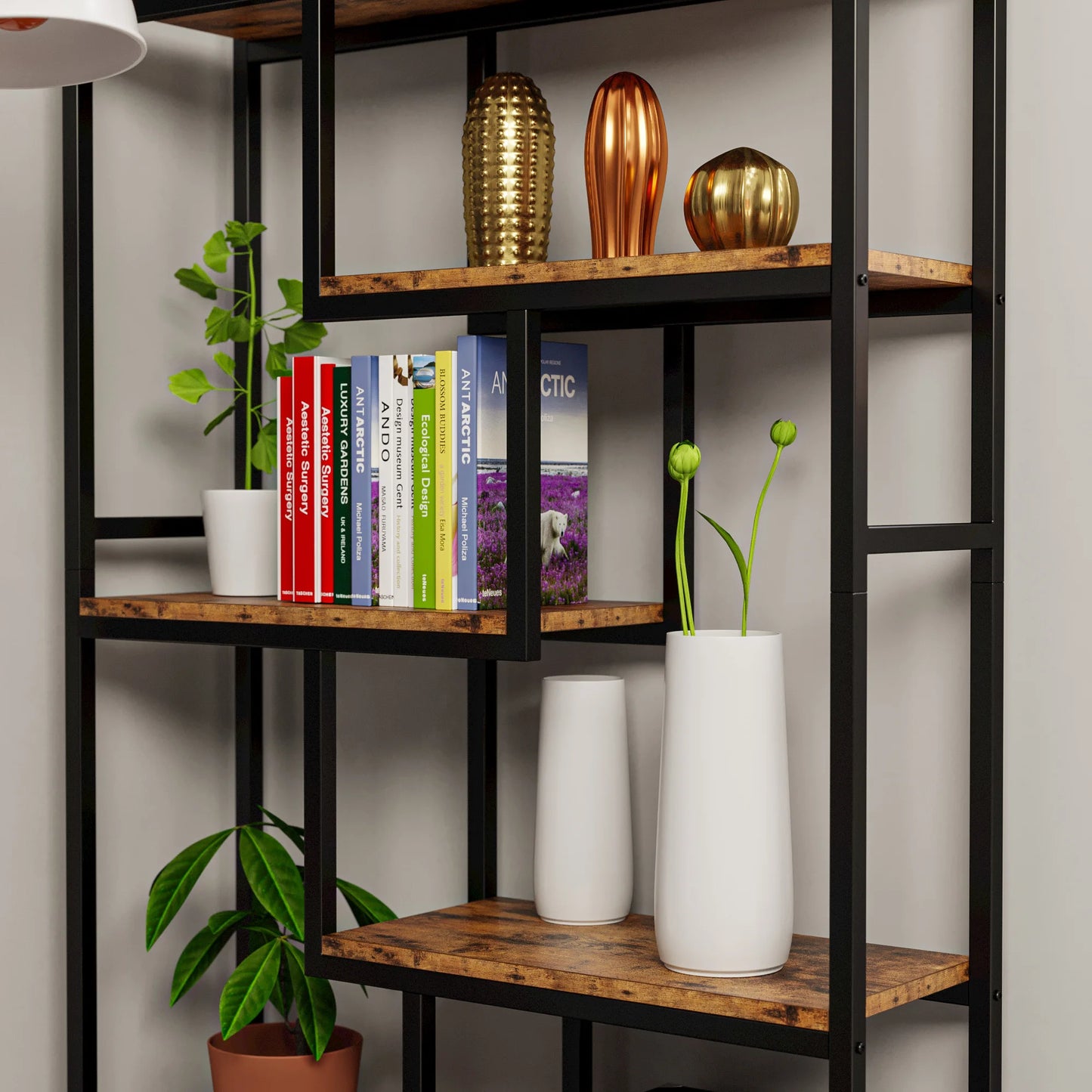 Ironck 6 Shelf Industrial Etagere Bookcase Metal Frame