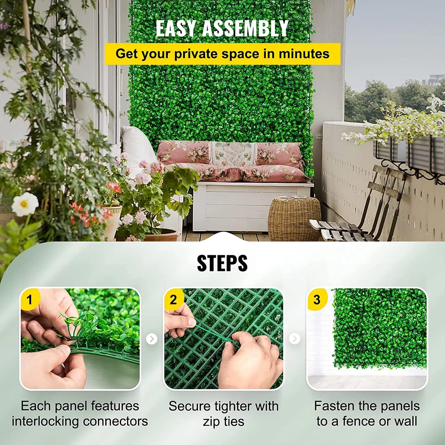 Shanghai Boxwood Hedge Wall Panels Artificial Plant Backdrop For Home Decor And Privacy