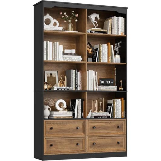 71 Inch Tall Bookshelf With 4 Drawers 6 Tier Wide Storage