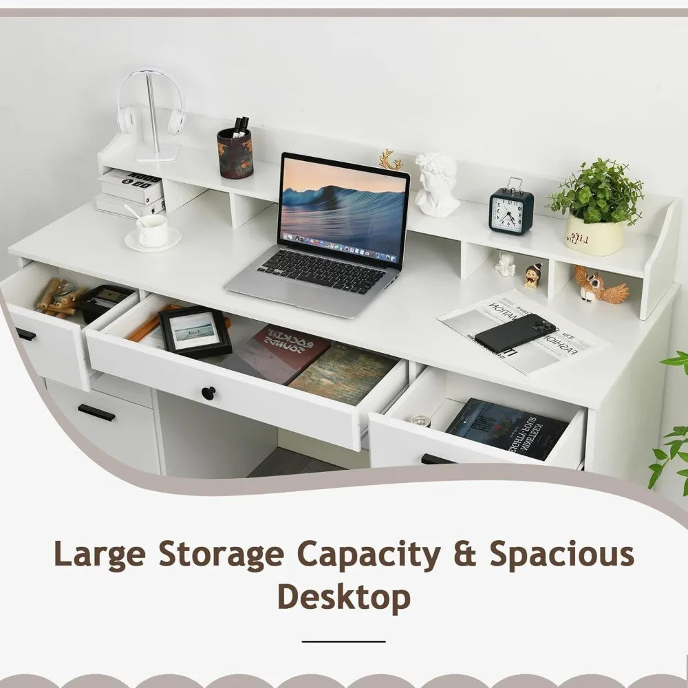 GUANGBAI Executive Desk With Hutch And Storage Computer Desk For Home Office Organization