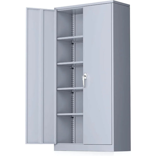 72 Inch Locking Metal Garage Storage Cabinet With Shelves