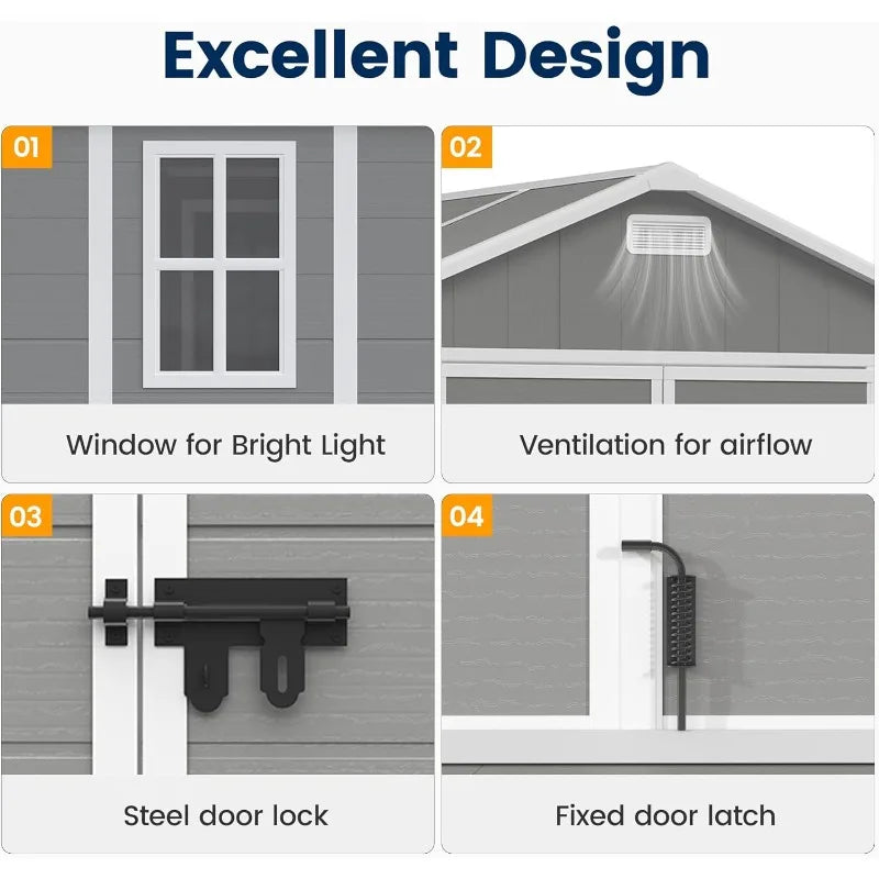 Resin Garden Storage Shed With Floor And Lockable Door
