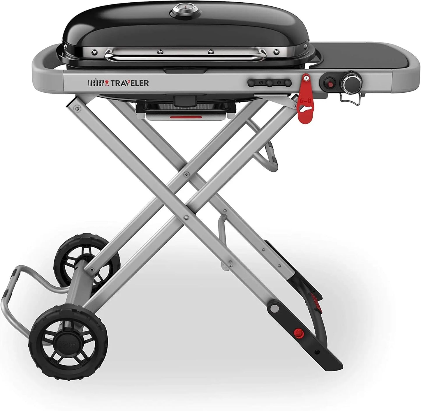Traveler Portable Gas Grill With Enameled Cast Iron Cooking Grate For On The Go Grilling