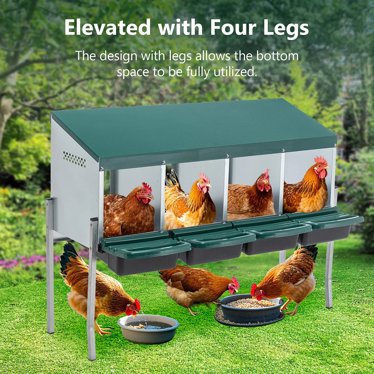 Farm Animals Chicken Nest Box Four Compartment Metal Ventilated Coop For Poultry