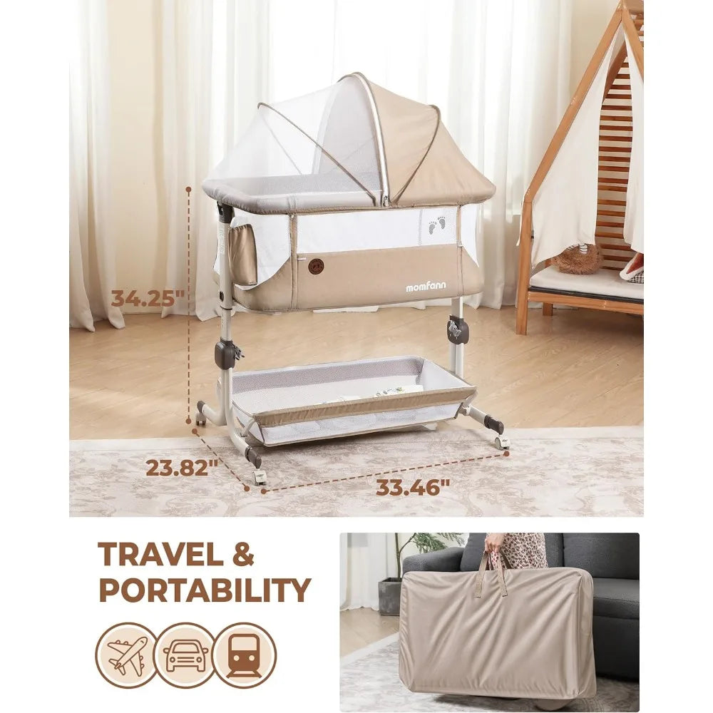 XMSJ Baby Bassinet Bedside Sleeper With Mesh Sides
