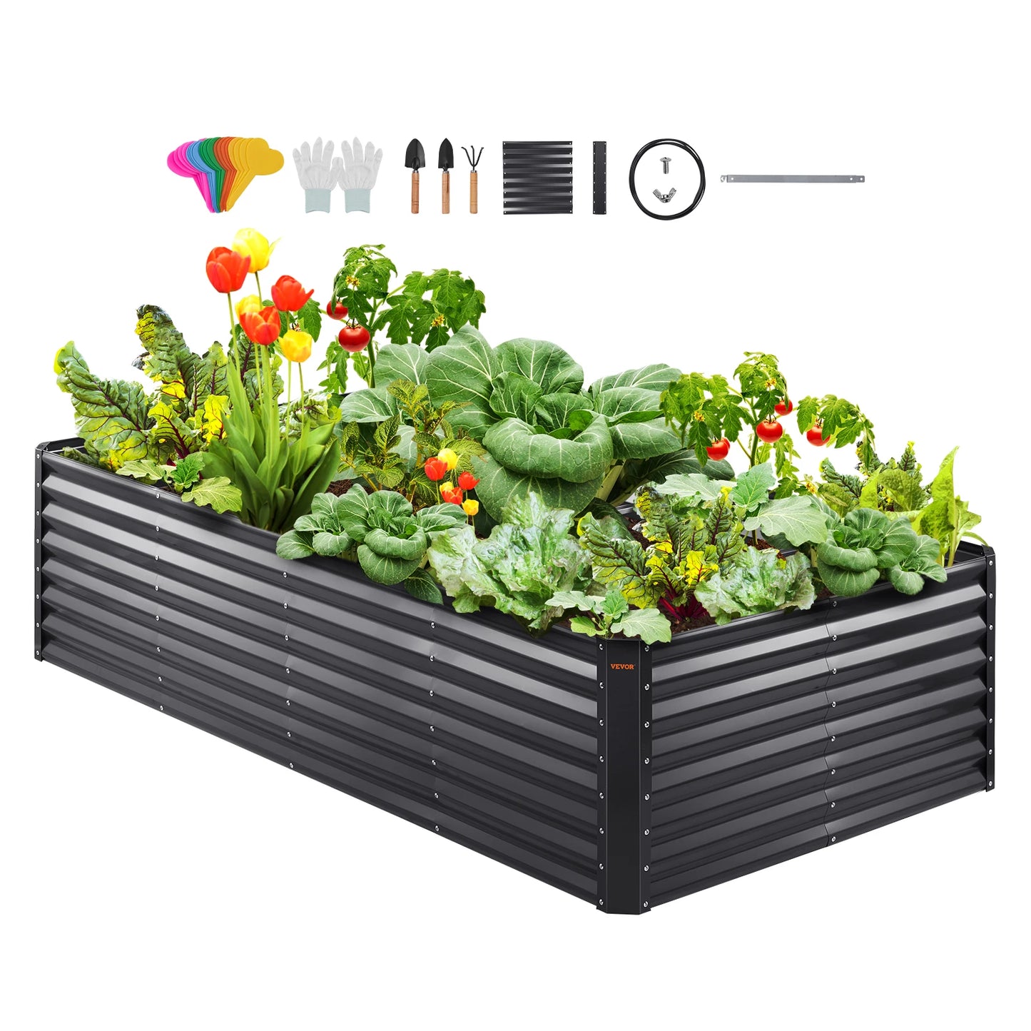 SucceBuy Raised Garden Bed Plastic And Metal Nursery Pots