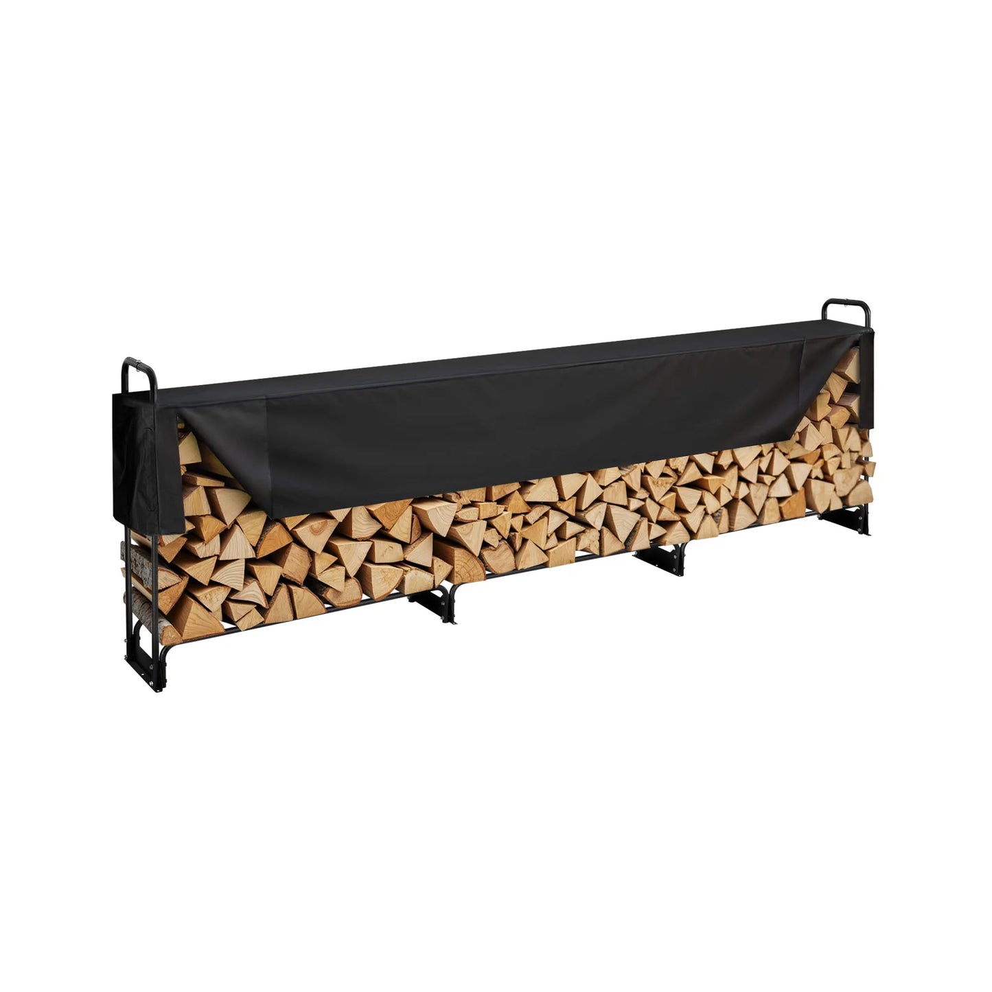 SucceBuy Firewood Rack With Cover Eco Friendly Metal Frame