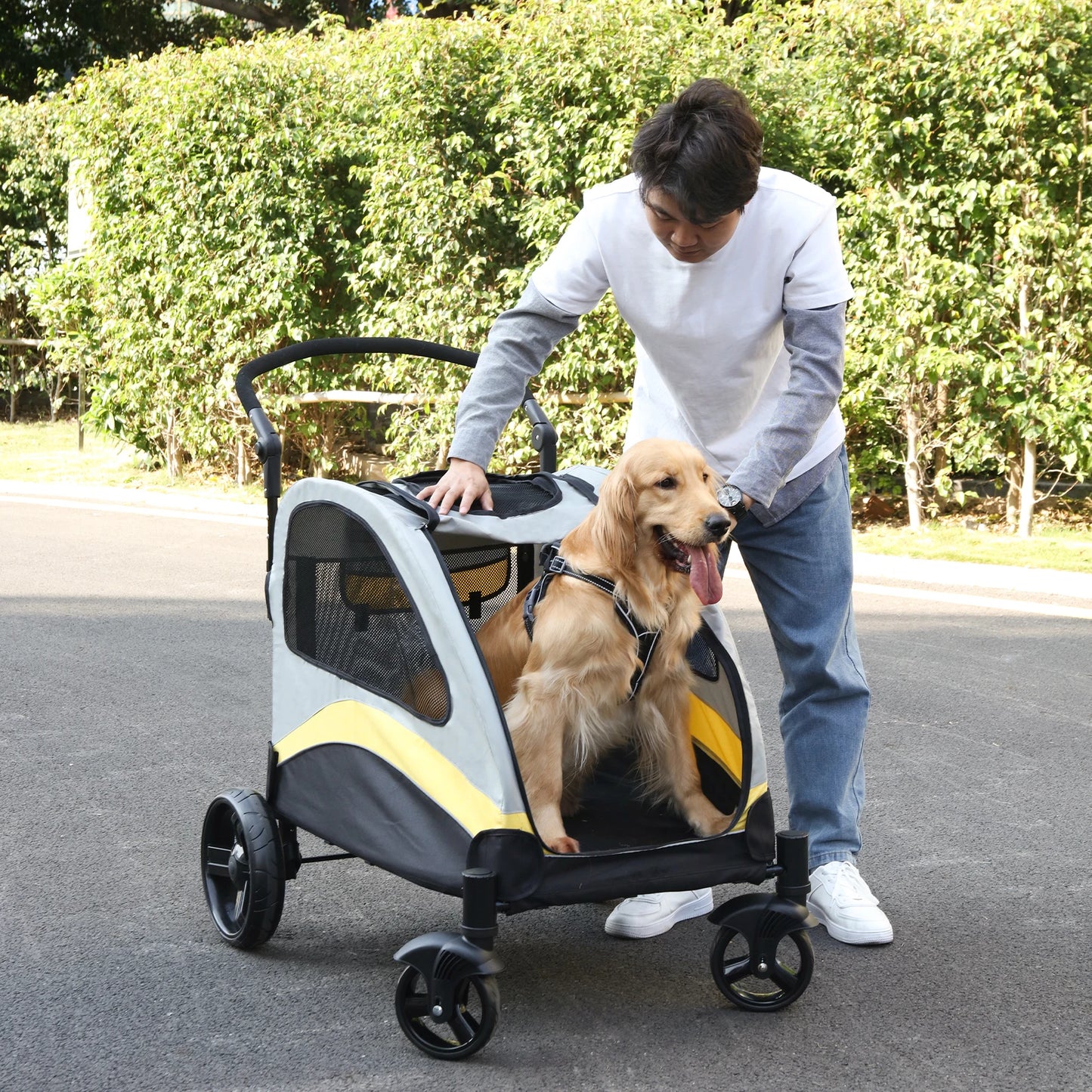 Dog Stroller Four Wheel Jogger Wagon Foldable Carrier