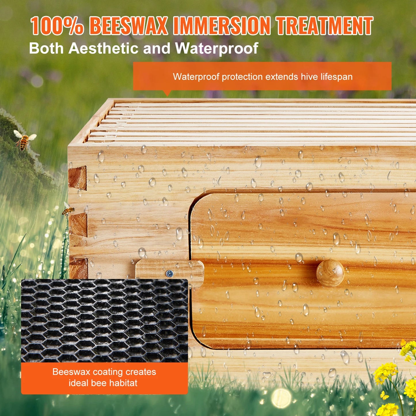 SucceBuy Natural Cedar Bee Hive Deep Box Starter Kit