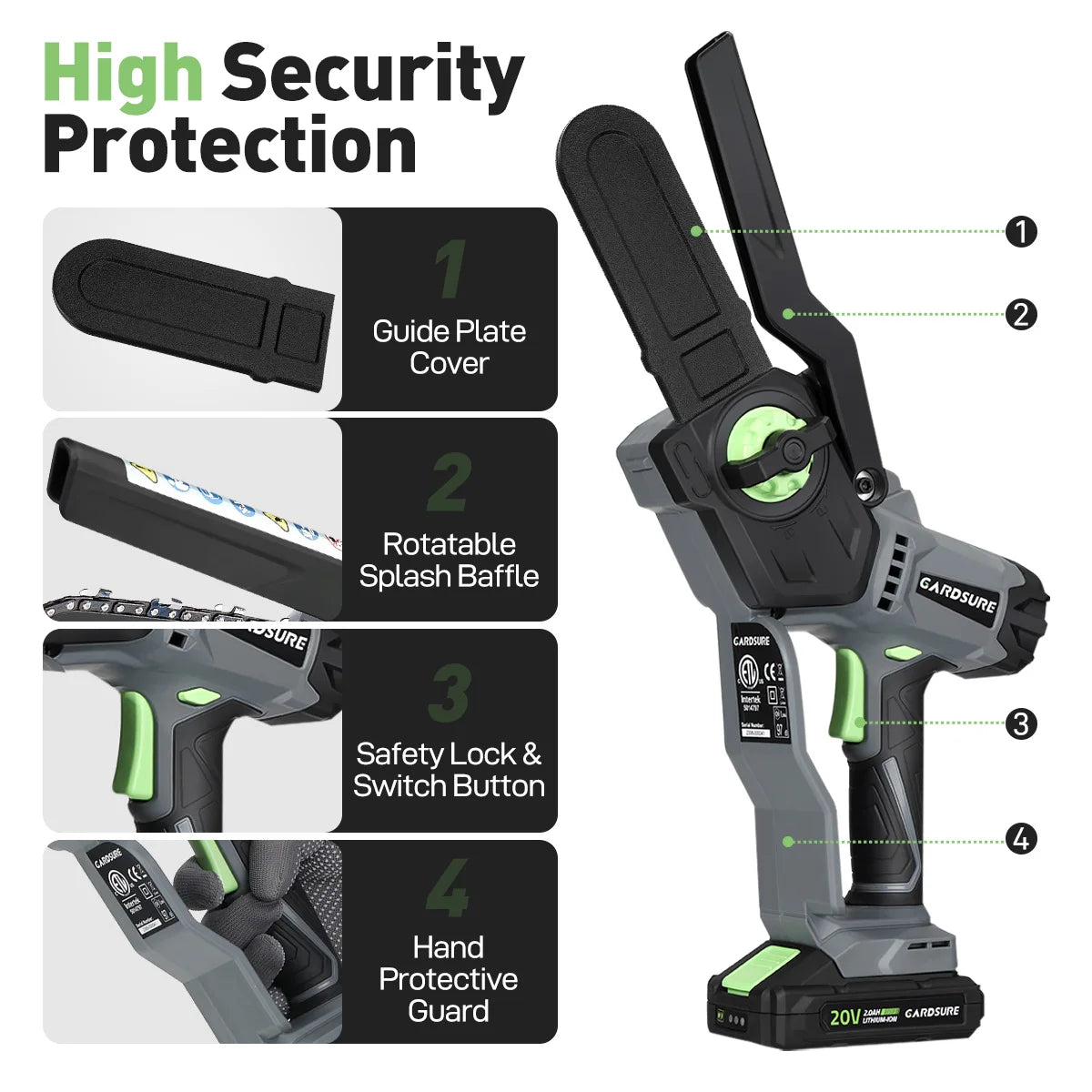 Cordless Mini Chainsaw Brushless Power Pruning Garden Tool