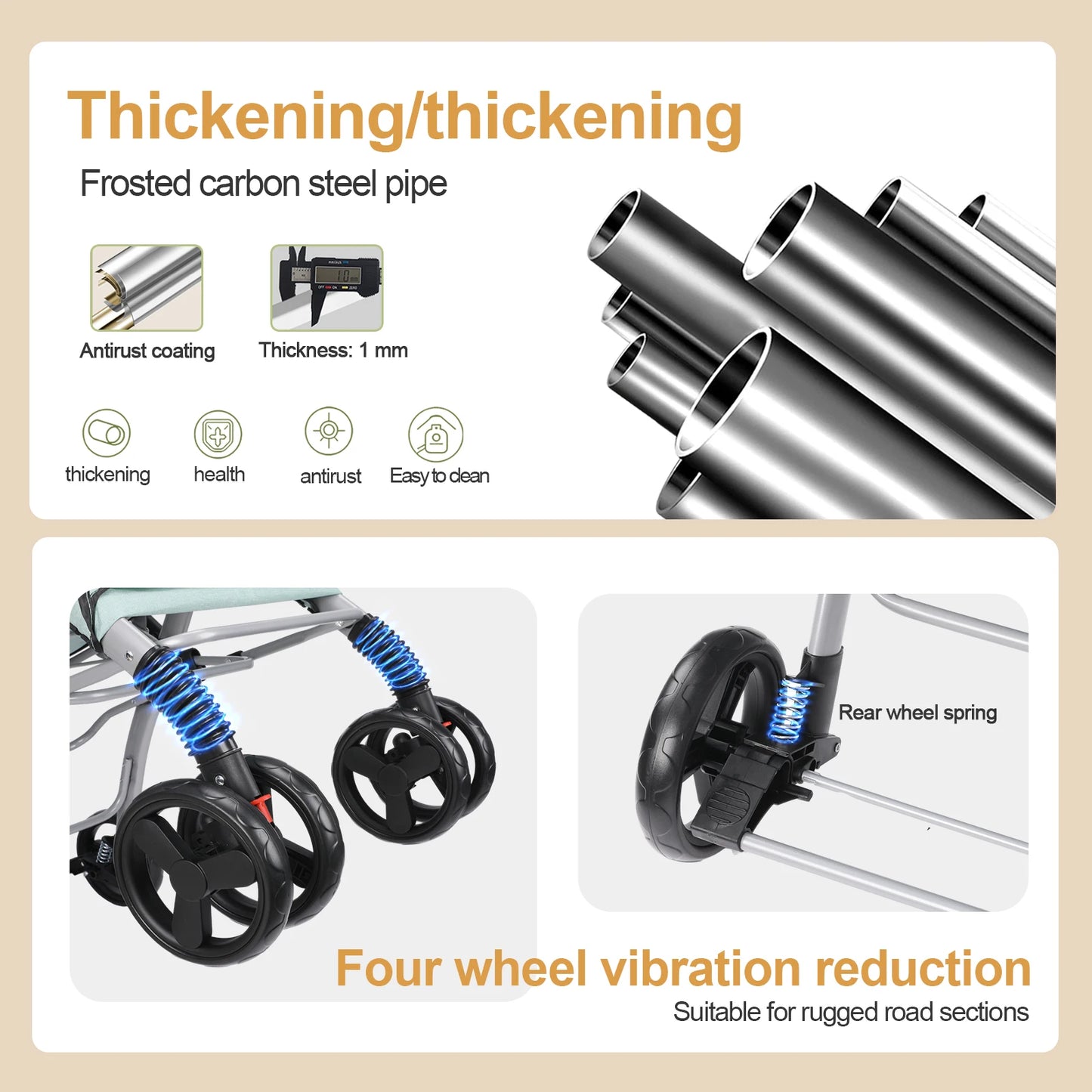 Wedyvko Foldable Cat Dog Stroller With ShockAbsorption