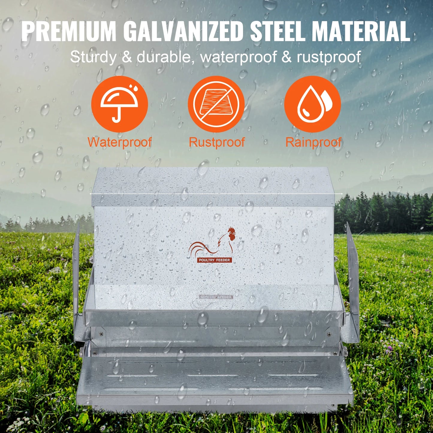 SucceBuy Automatic Chicken Feeder Galvanized Steel 25 Lbs