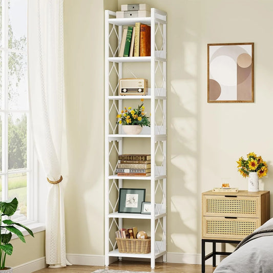 78.7 Inch Extra Tall Narrow 7 Tier Corner Bookshelf