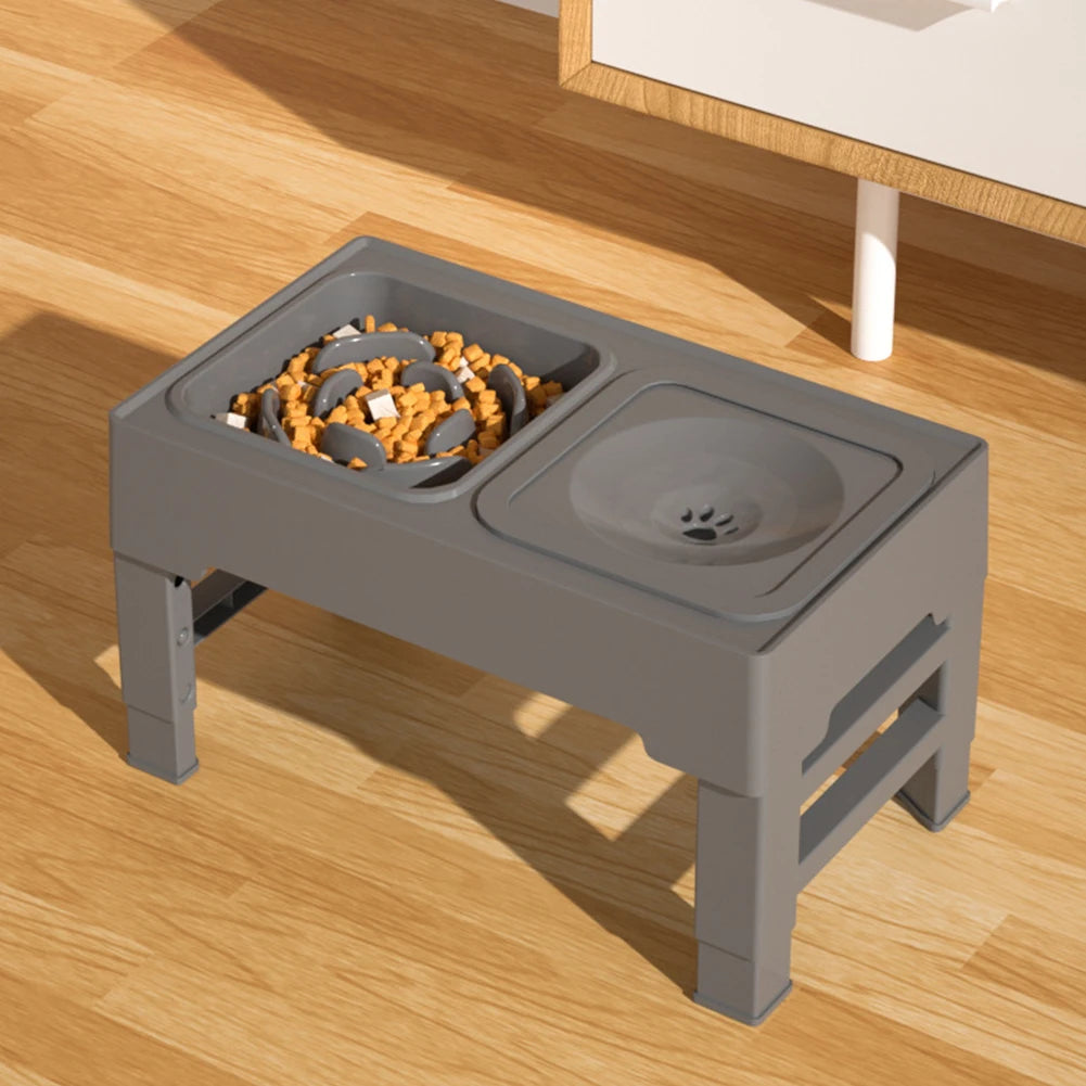 Hign-concerned Ergonomically-Adjustable Canine Feeding Station Bowls Slow Feeder