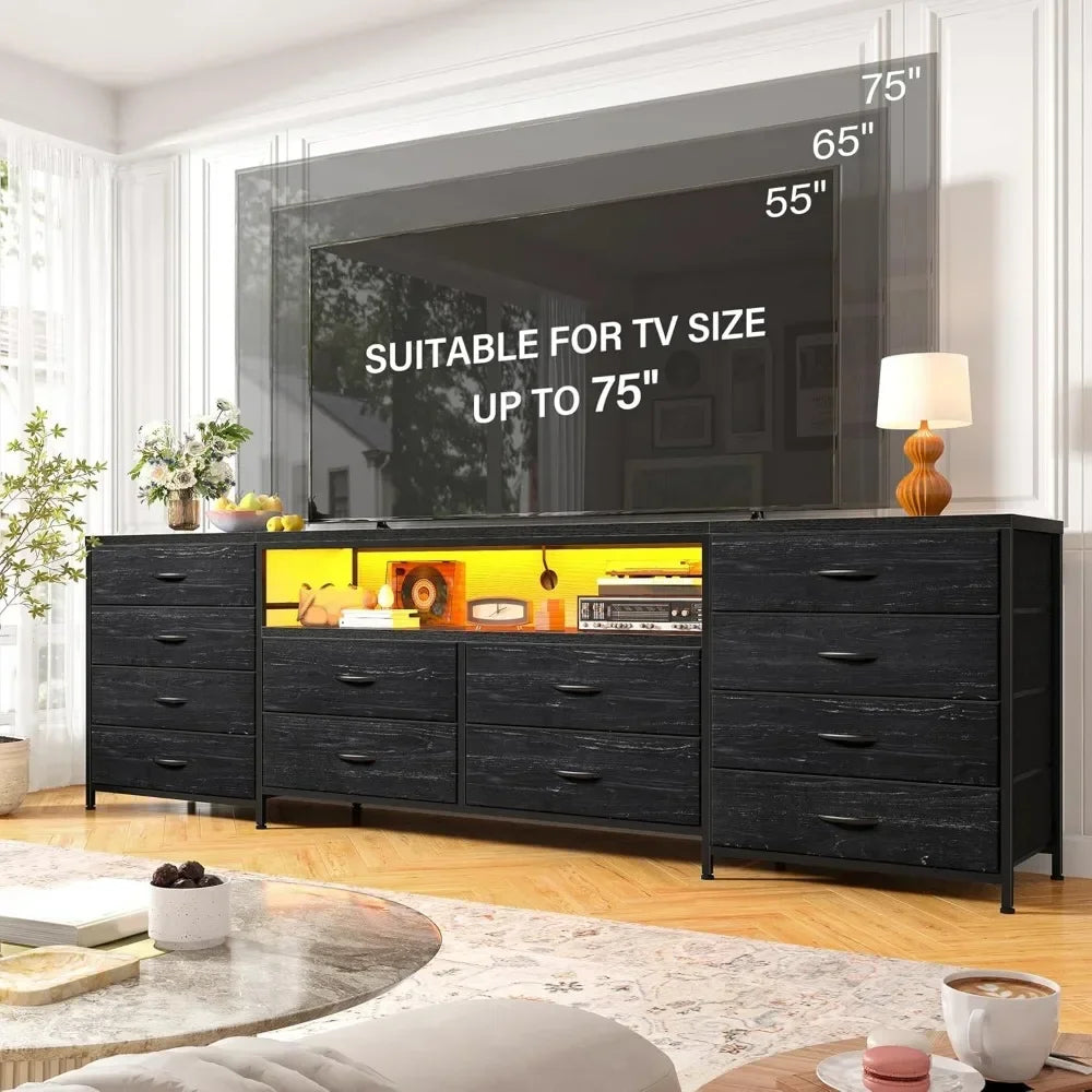 Modern 63 Inch TV Stand Dresser For 65 70 75 TV With Outlet