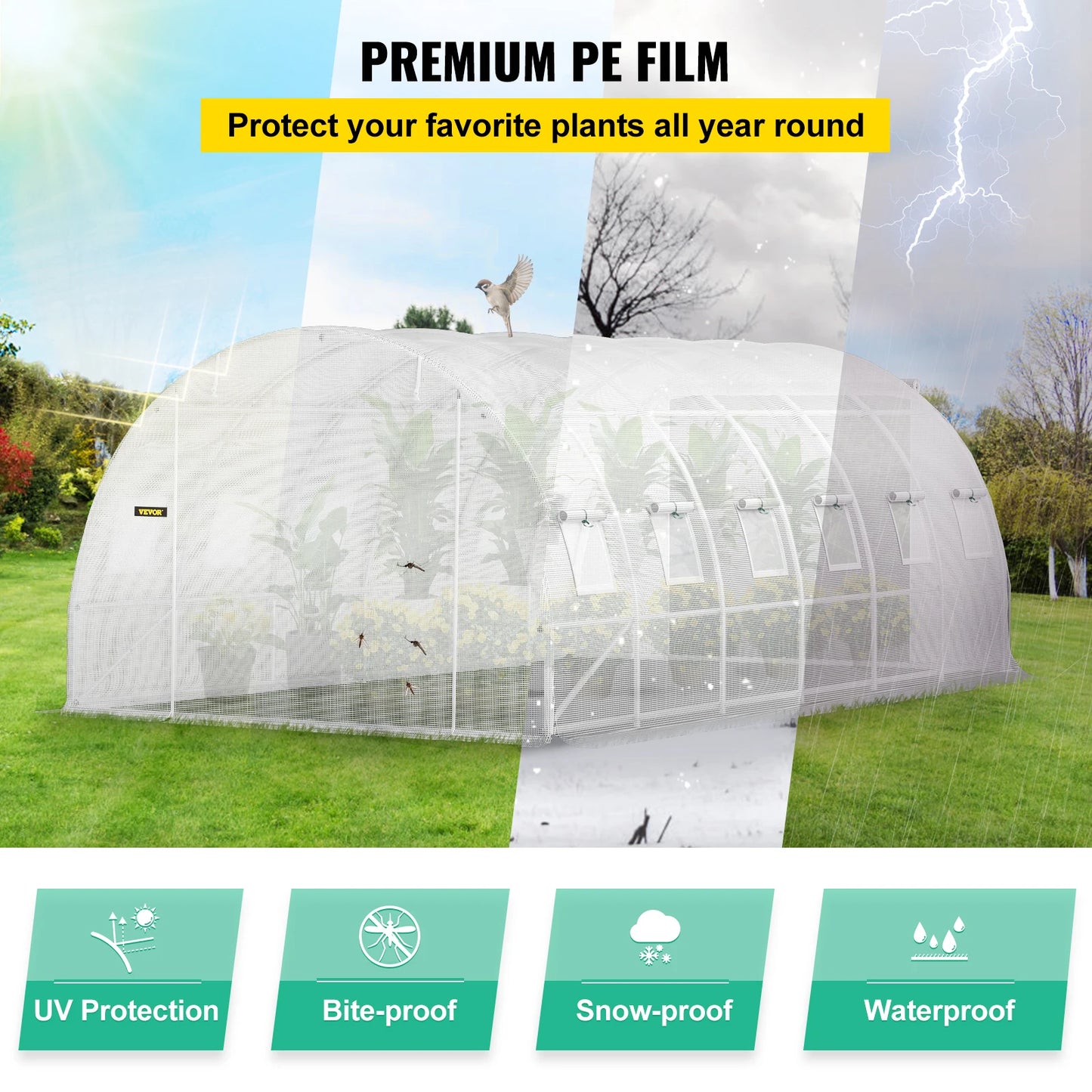 SucceBuy Walk In Tunnel Greenhouse Durable Frame System