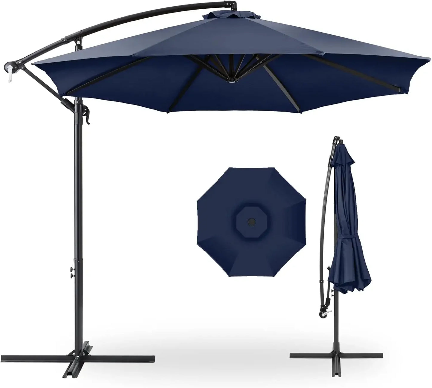 10ft Offset Hanging Patio Umbrella With Tilt And 8 Ribs