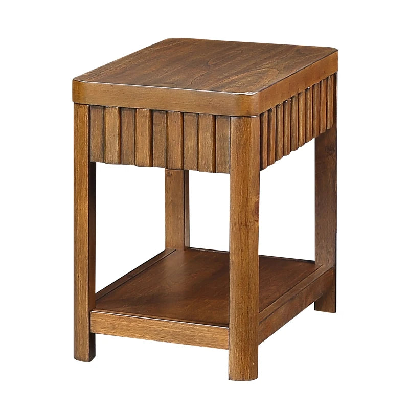 25 Inch Rectangular Farmhouse End Table With Storage Shelf