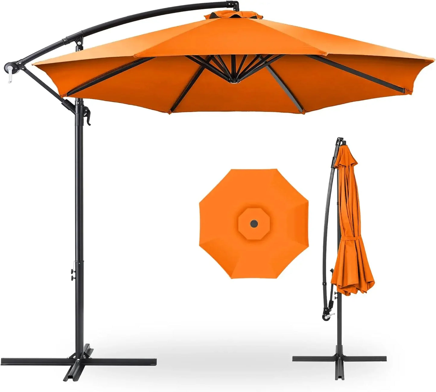 10ft Offset Hanging Patio Umbrella With Tilt And 8 Ribs