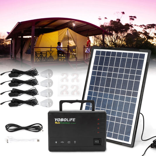 12V Portable Solar Power Generator Station With LED Kit