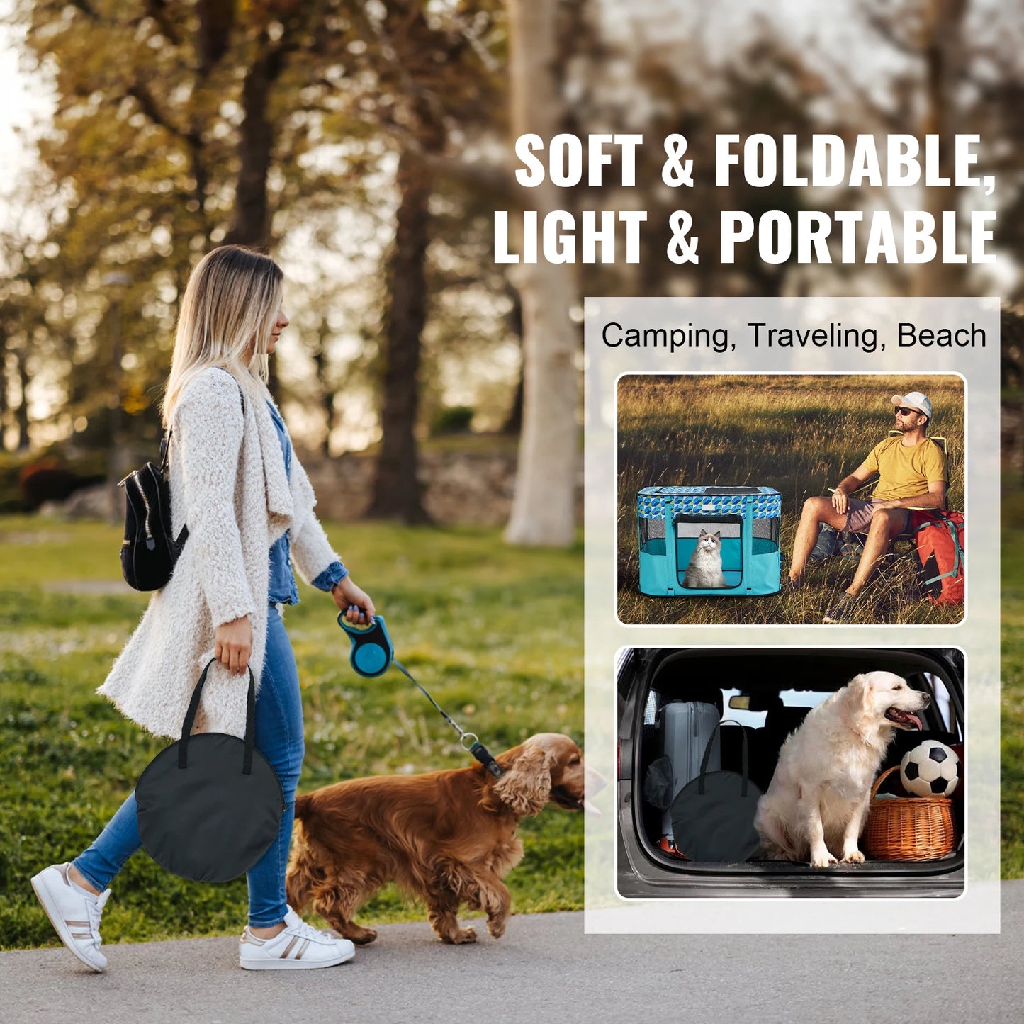 SucceBuy Portable Foldable Pet Playpen Tent Kennel Travel