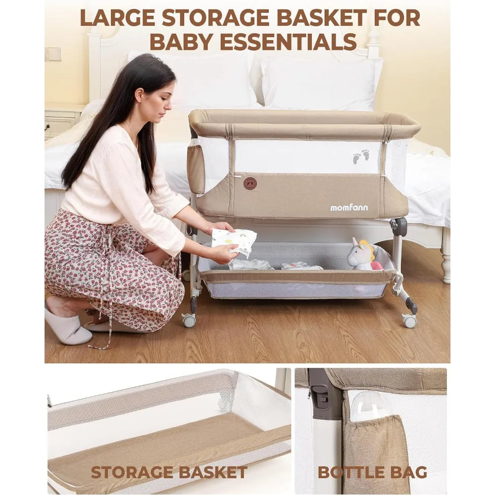 XMSJ Baby Bassinet Bedside Sleeper With Mesh Sides