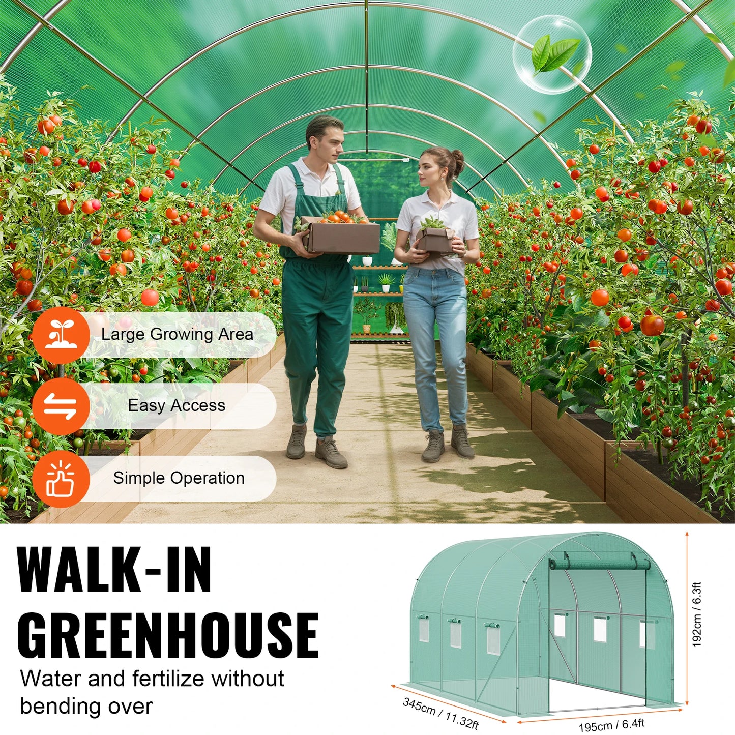 SucceBuy Walk In Tunnel Greenhouse For Garden Growth