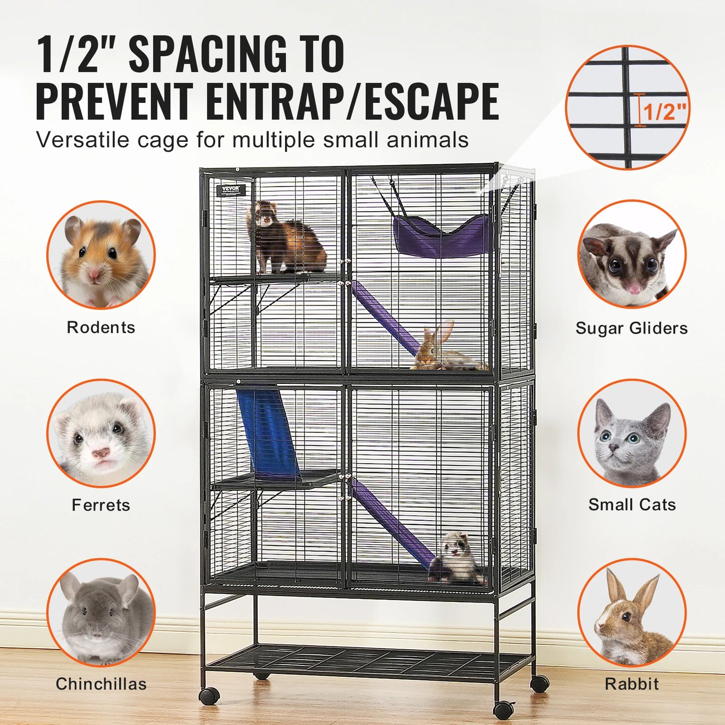 VEVOR Premium Critter Nation Cage On Wheels For Pets