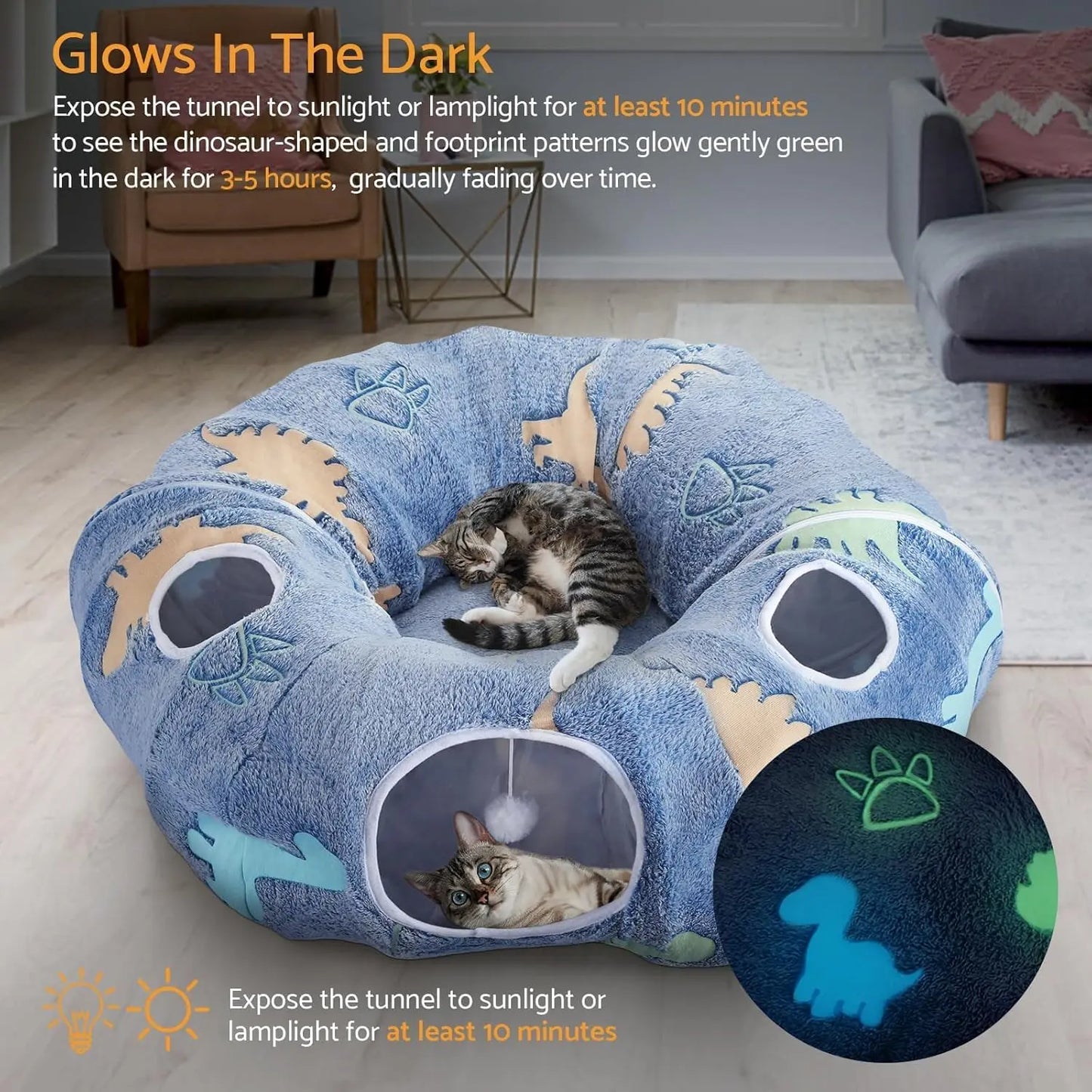 Maxetodo Foldable Cat Tunnel With Washable Bed Playground