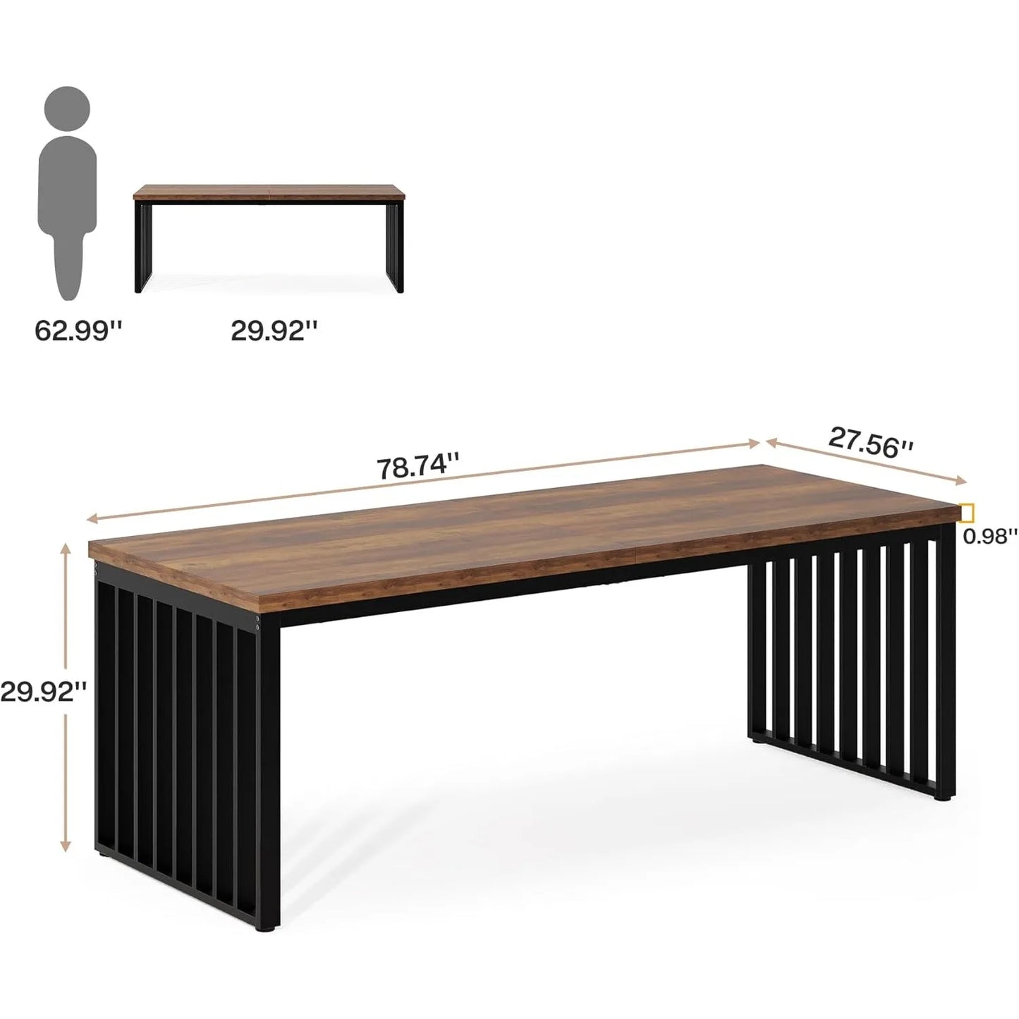 Industrial Two Person Metal Frame Double Desk For Office