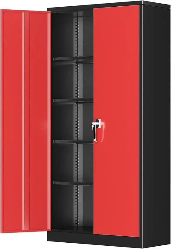 72 Inch Locking Metal Garage Storage Cabinet With Shelves