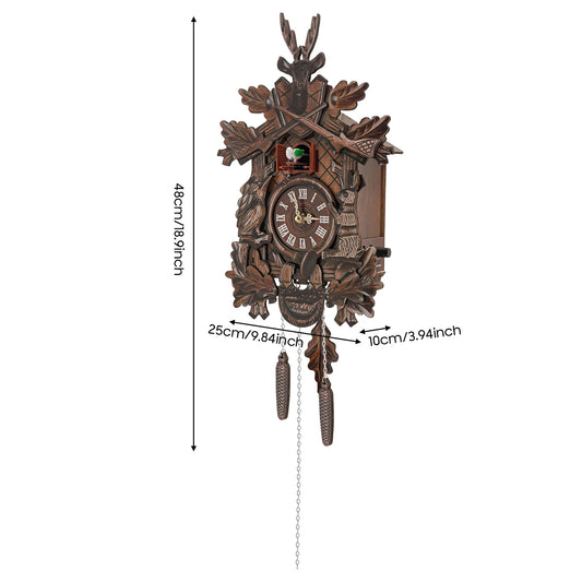 Forest Nordic Cuckoo Wall Timekeeper Handcrafted Intricately Timbered Bird Parlor