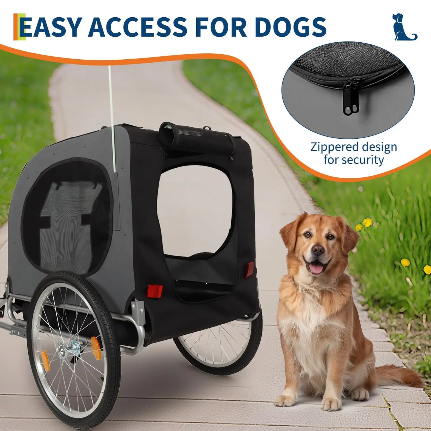 HiMISS Dog Bike Trailer Folding Pet Carrier Oxford Fabric