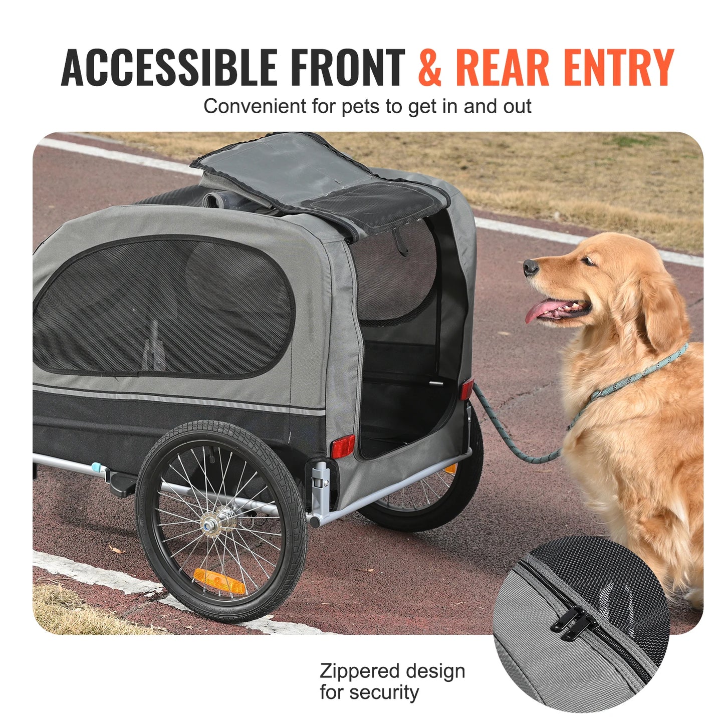 SucceBuy Dog Bike Trailer Carrier Collapsible With Wheels