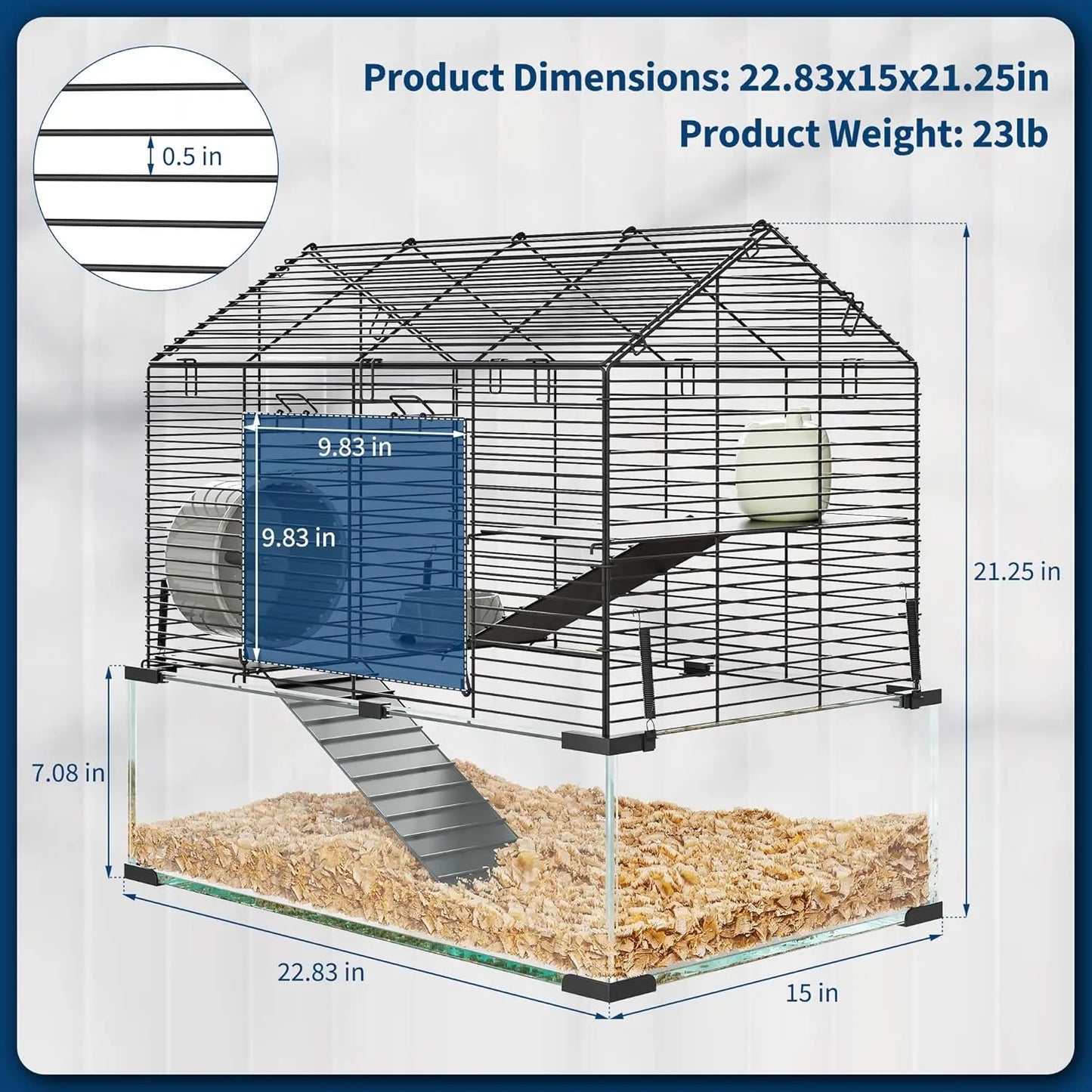 TWISTER.CKCN Metal Hamster Cage Transparent Habitat For Small Animals With Water Bottle And Accessible Entry Doors
