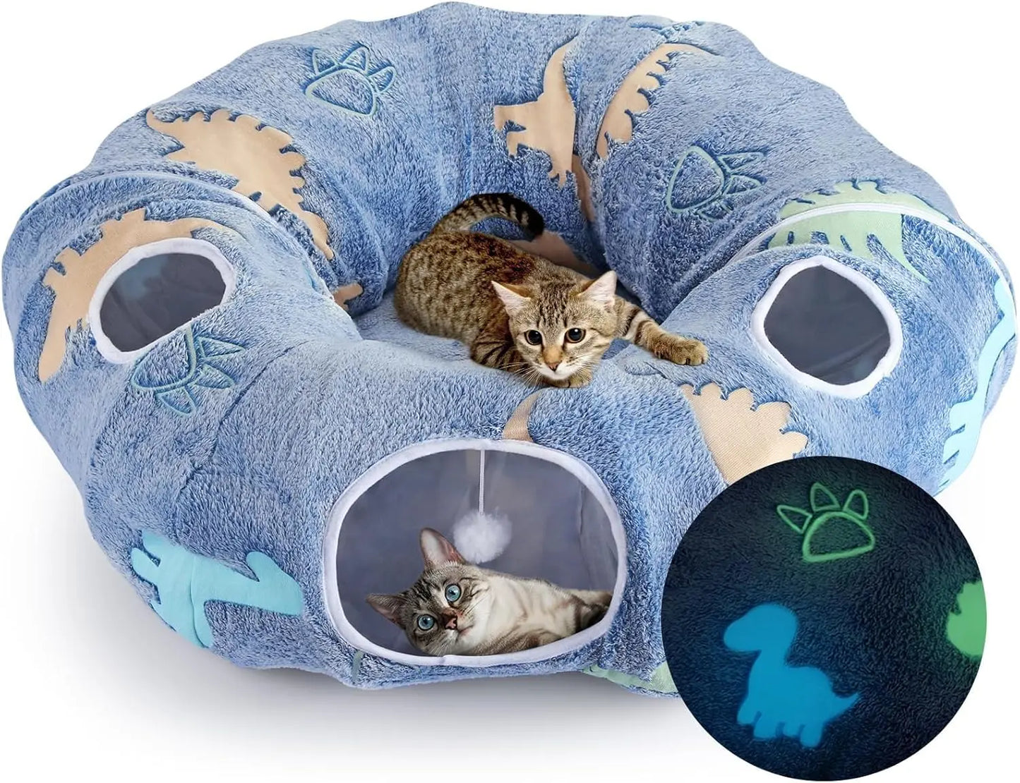 Maxetodo Foldable Cat Tunnel With Washable Bed Playground