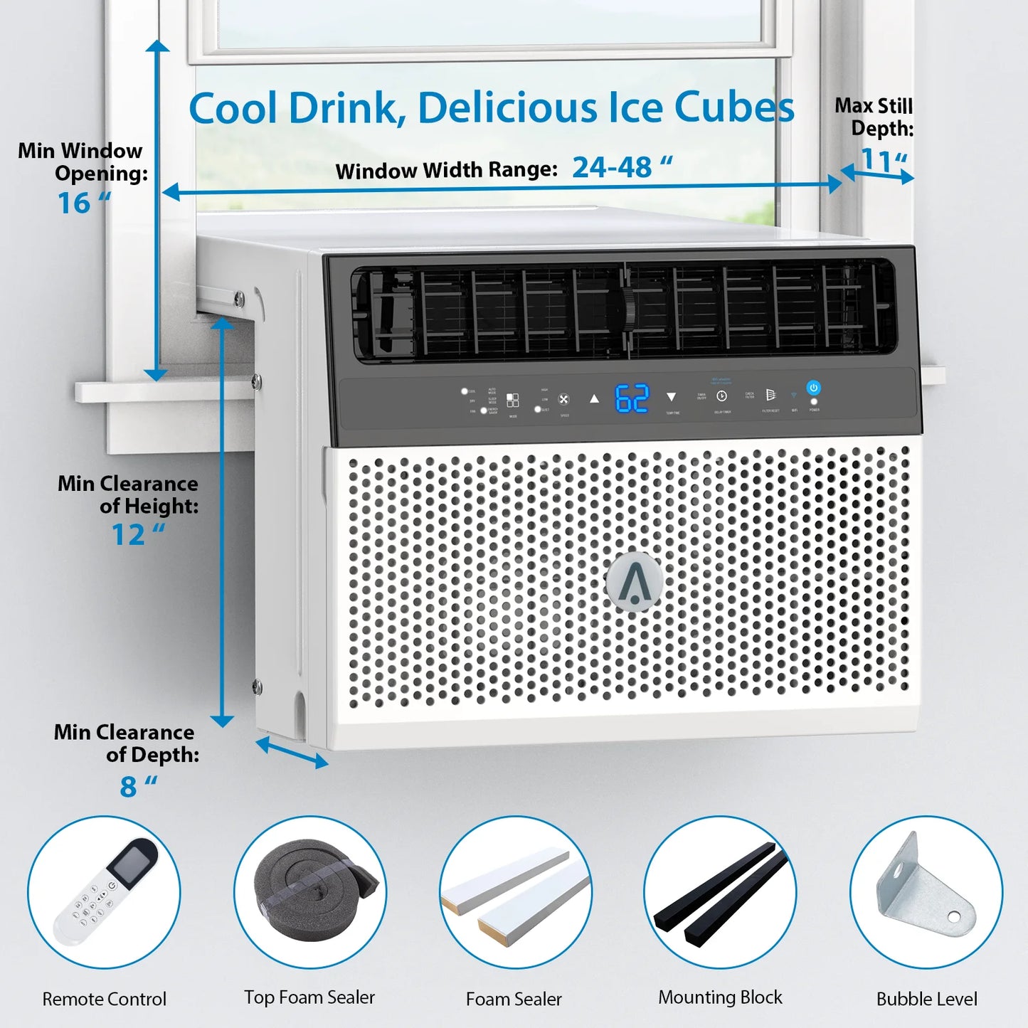 Acekool HighEfficiency Window Air Conditioner EnergySaving CoolingSystem ForMediumSpaces HomeUse