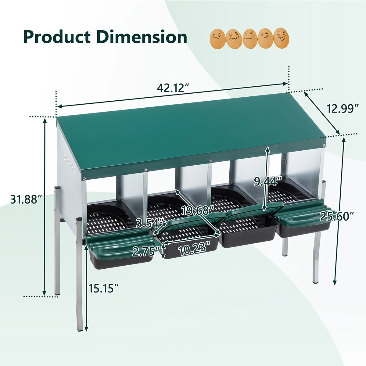 Farm Animals Chicken Nest Box Four Compartment Metal Ventilated Coop For Poultry