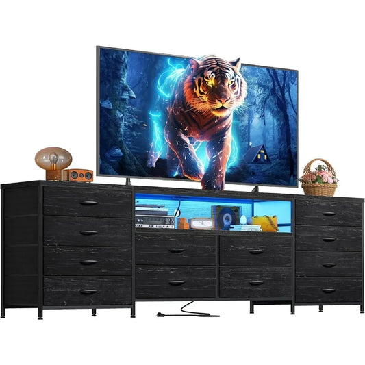Modern 63 Inch TV Stand Dresser For 65 70 75 TV With Outlet