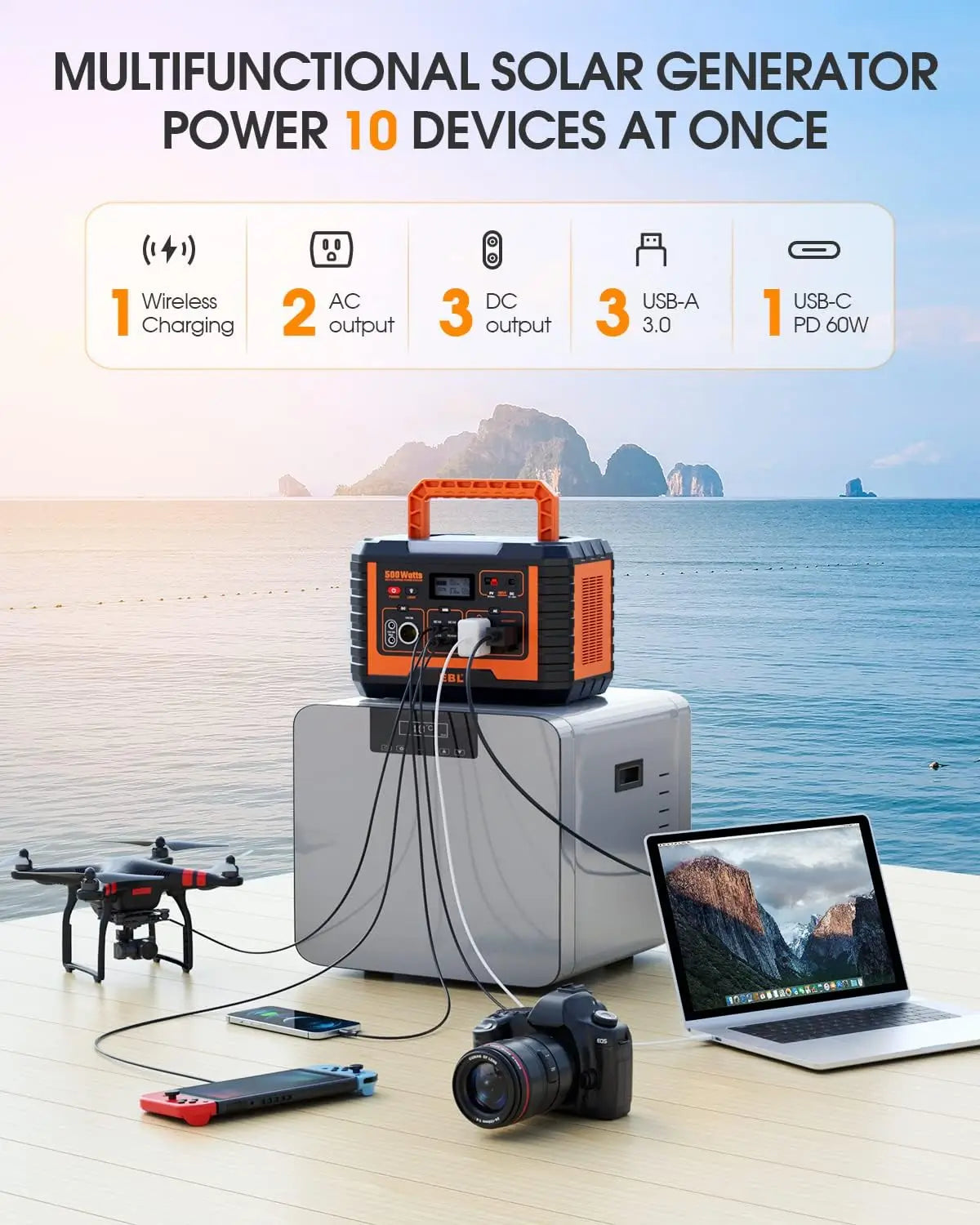 500W Portable Power Station With Solar Panel Kit Bundle