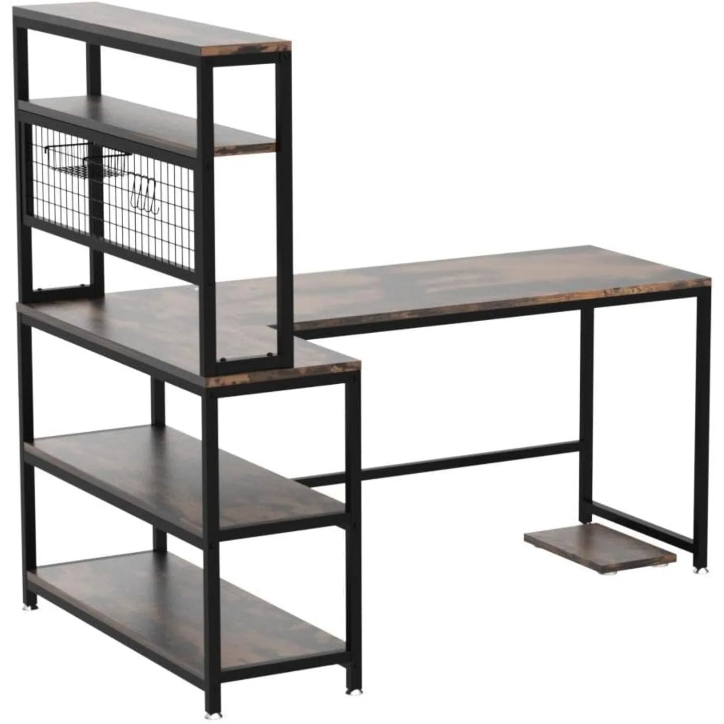 55 Inch L Shape Computer Desk With Hutch And Wireless