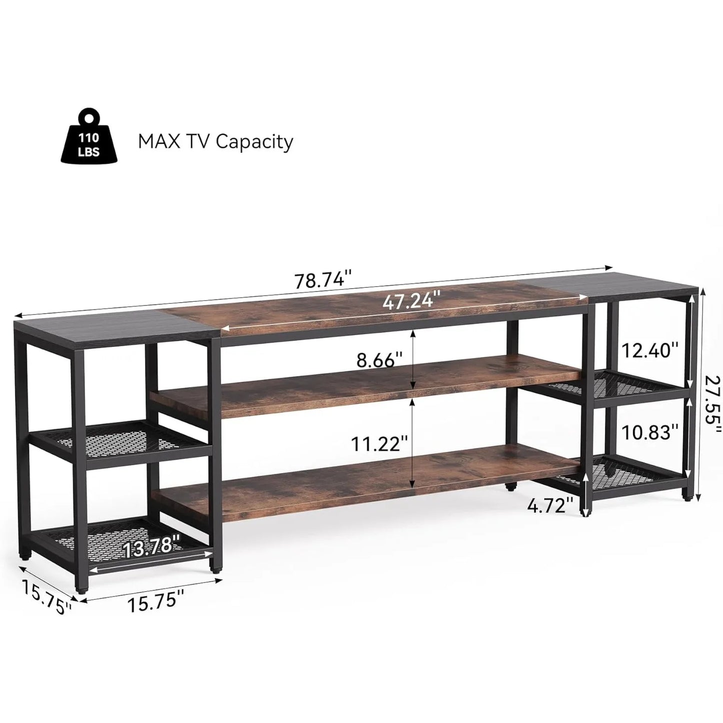 78 Inch Farmhouse TV Stand With Storage For 85 Inches