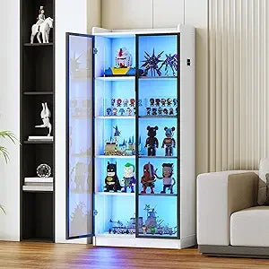 MKDK Lighted 5-Tier Display Cabinet With Acrylic Doors