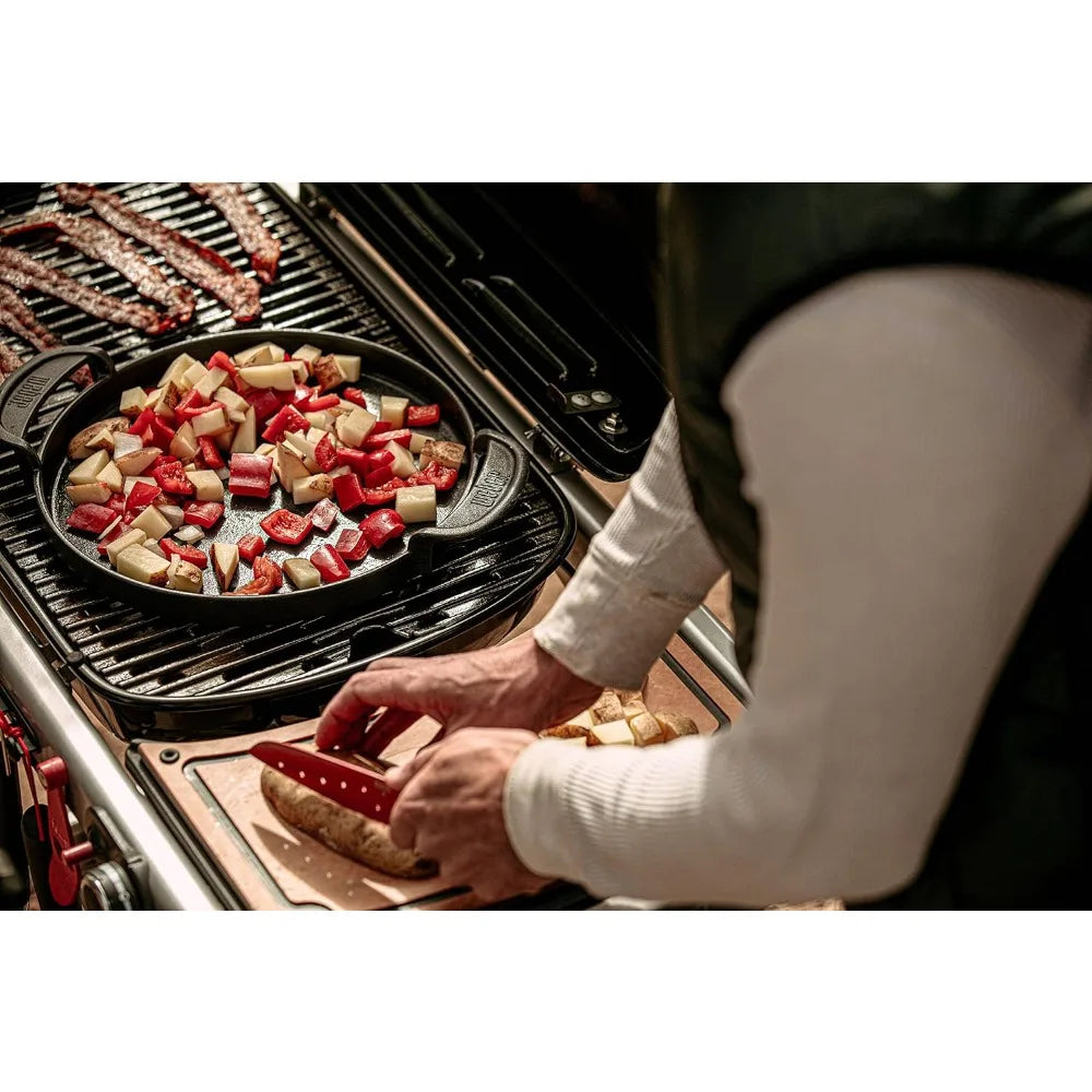 Traveler Portable Gas Grill With Enameled Cast Iron Cooking Grate For On The Go Grilling