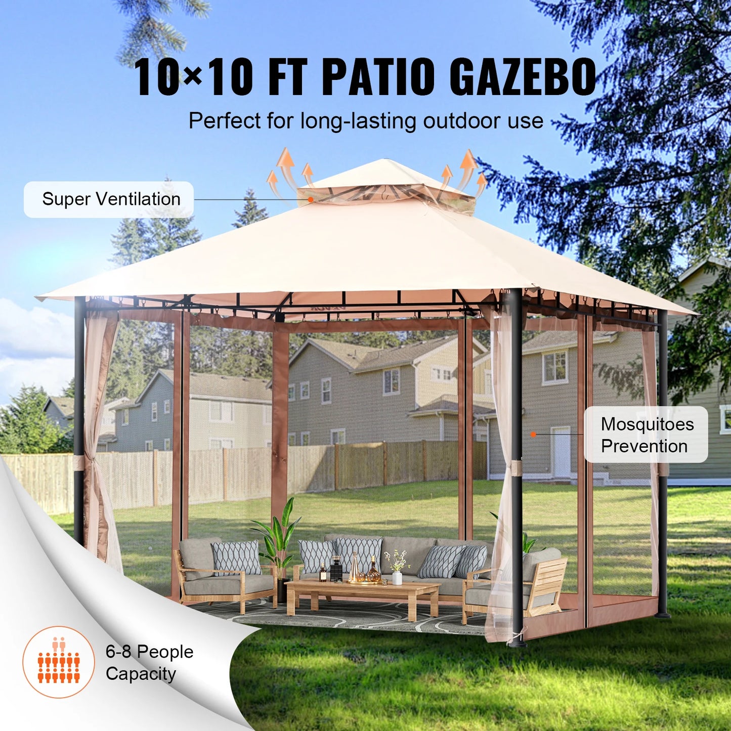 SucceBuy Portable Gazebo Outdoor Shelter Canopy Frame