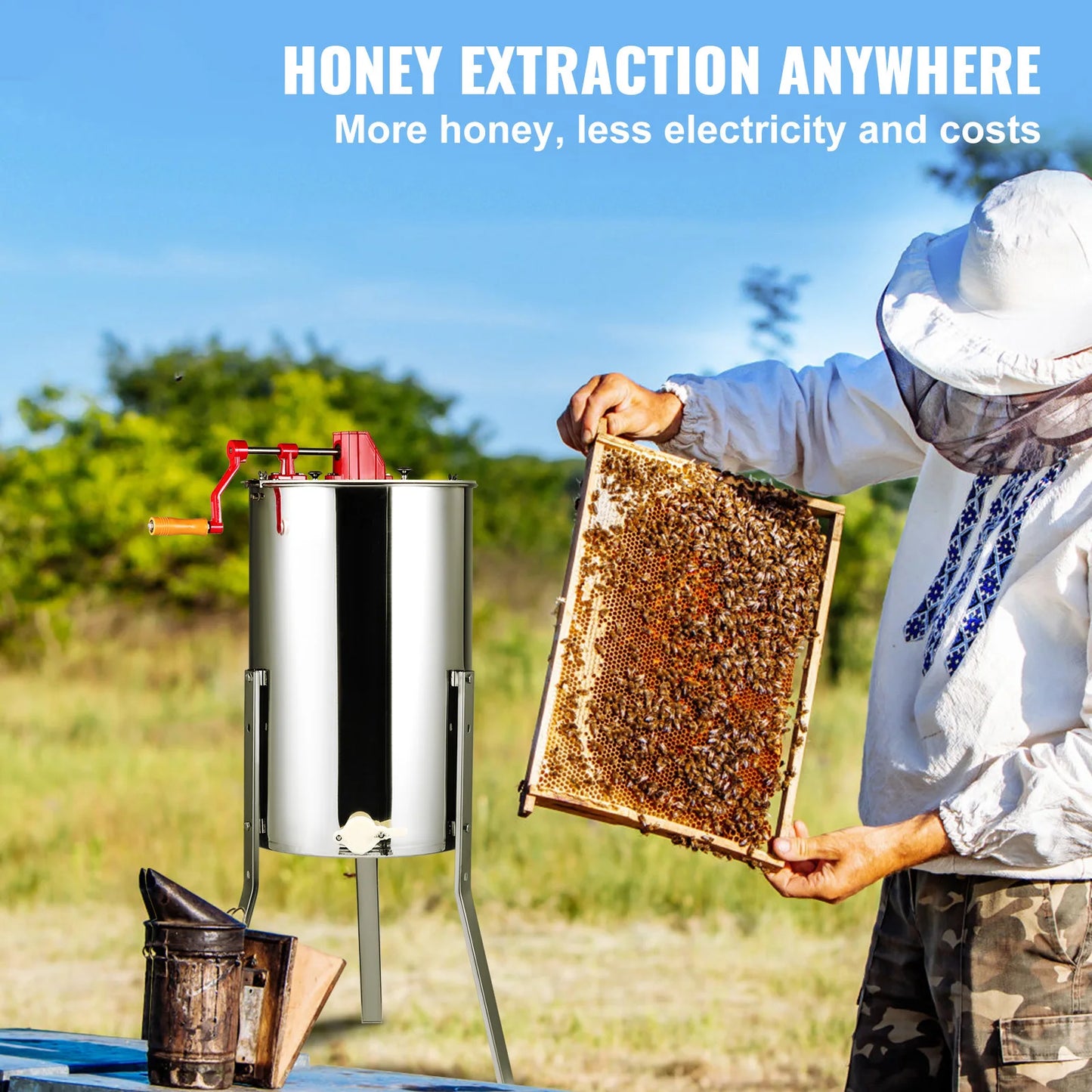SucceBuy 3 Frame Manual Honey Extractor For Beekeeping