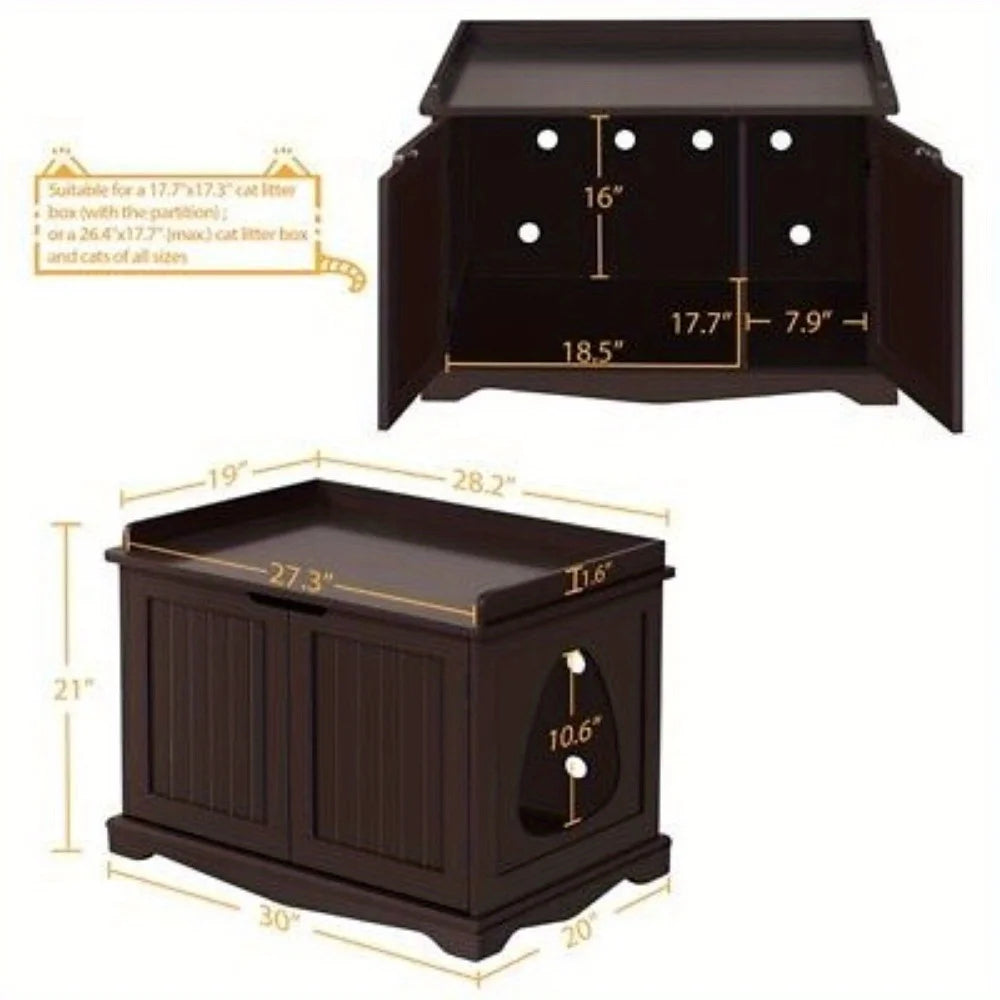 Hign-concerned Cat Litter Box Enclosure Table With Two Doors