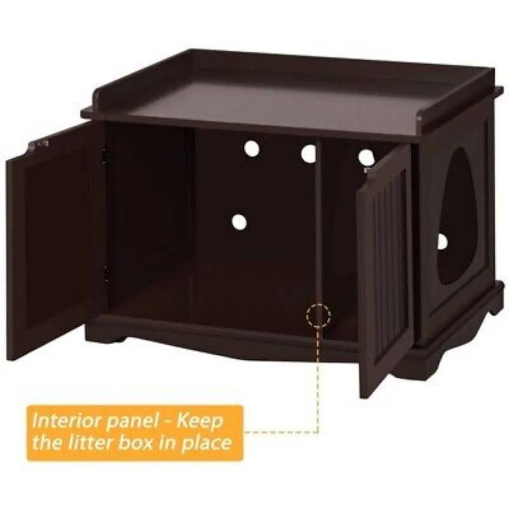 Hign-concerned Cat Litter Box Enclosure Table With Two Doors