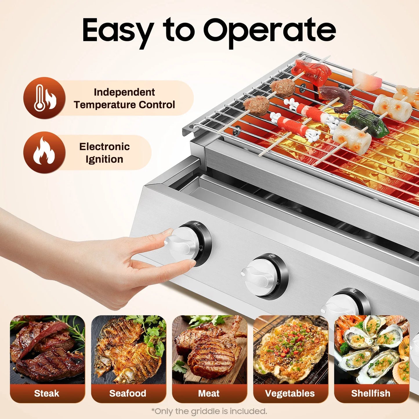Garden LPG Gas Grill For Camping And Picnics Adjustable Height With Removable Oil Catch Tray