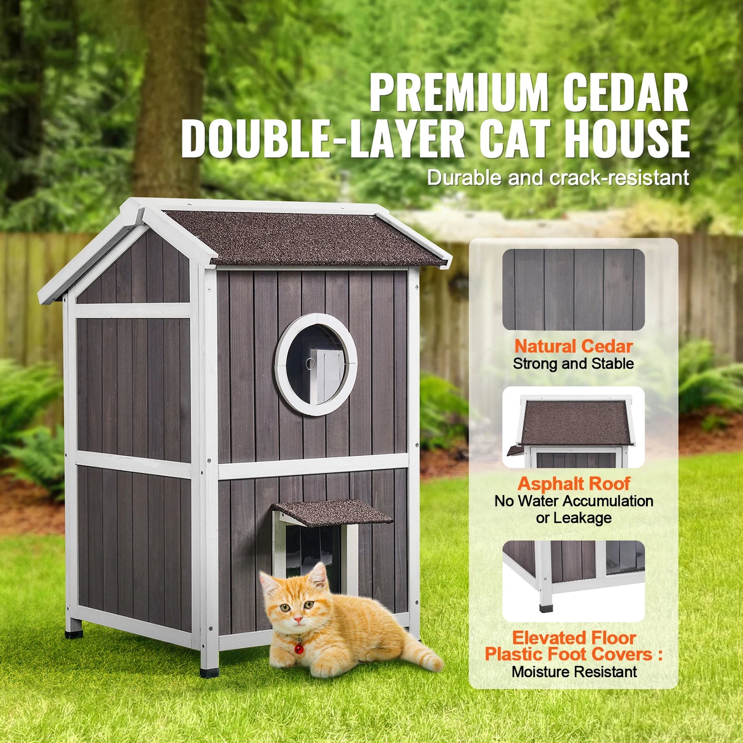 SucceBuy Weatherproof Outdoor Cat House For Feral Cats Wood